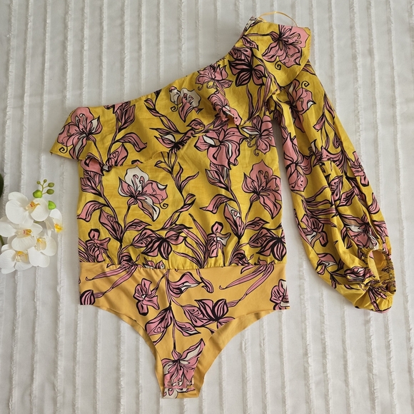Floral Yellow and Pink Women's Top - Picture 8 of 12